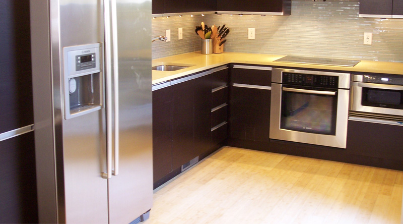 bamboo flooring in modern kitchen