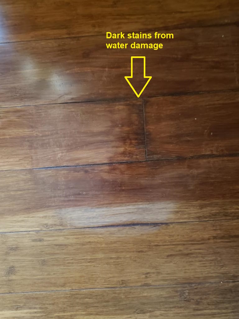 Water Damage On Bamboo Flooring From Sub-floor Moisture