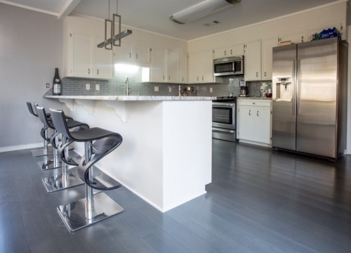 Bamboo Flooring Under Islands And Cabinets