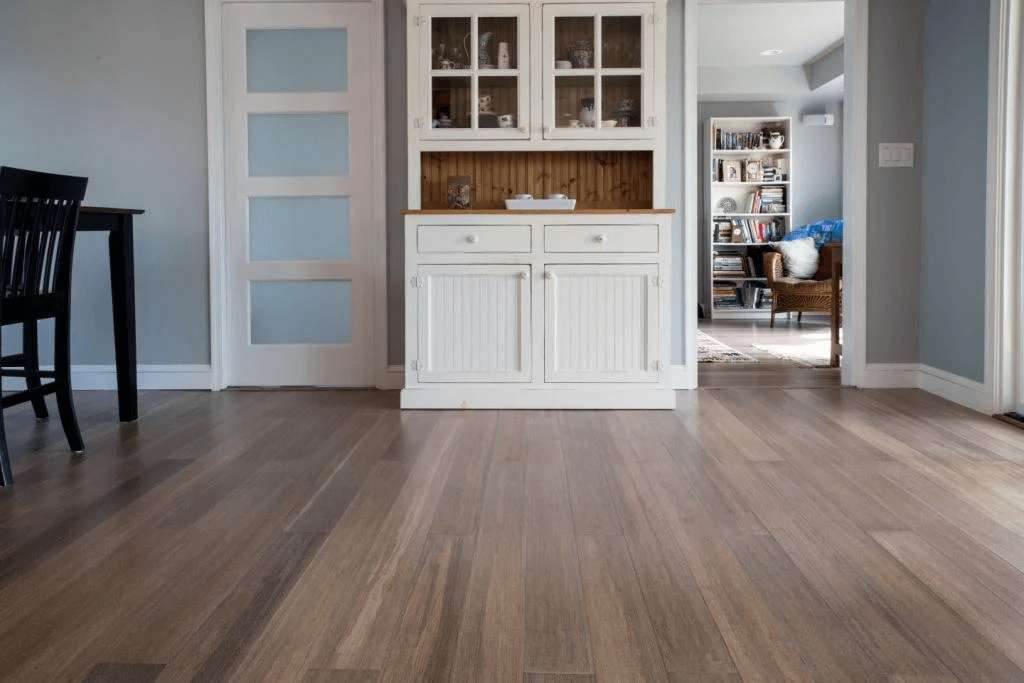 dining room with warm brown floors