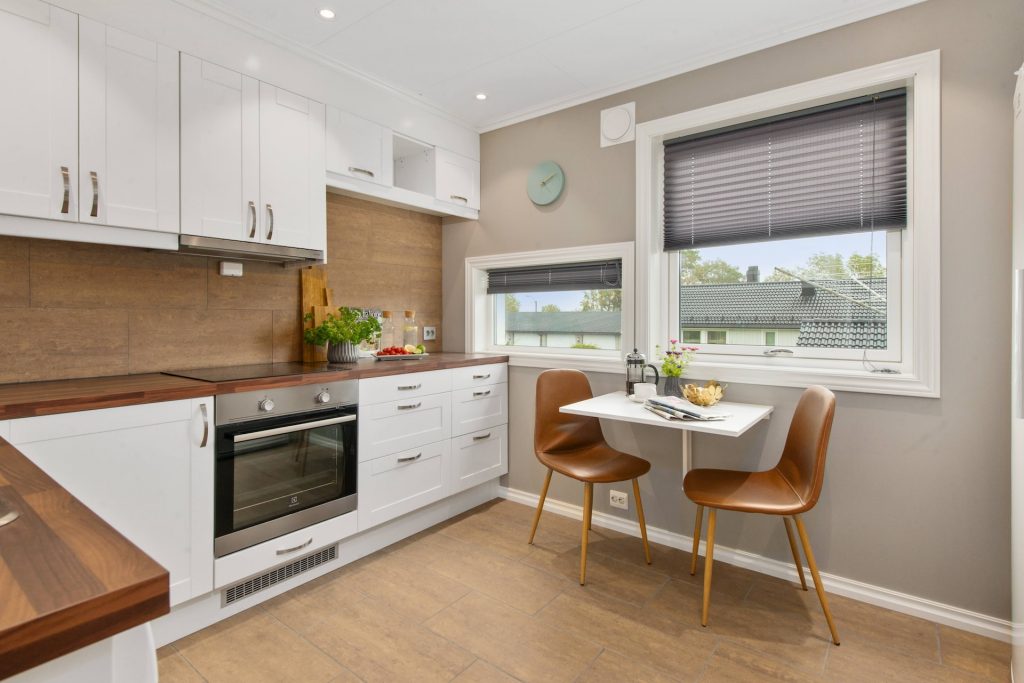 Bamboo blinds are perfect window covers for your sustainable kitchen.