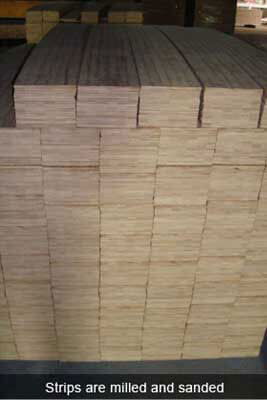 bamboo strips are milled and sanded