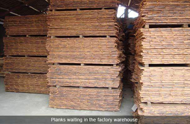 planks waiting in the factory warehouse