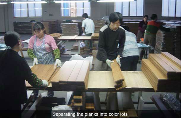 separating planks into color lots