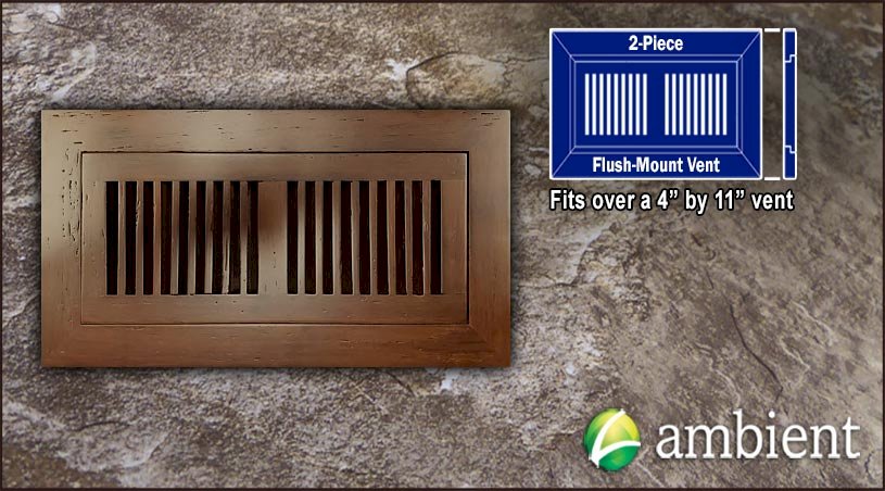 Toasted Almond Antiqued Flush Mount 4x11 Bamboo Vent Grill