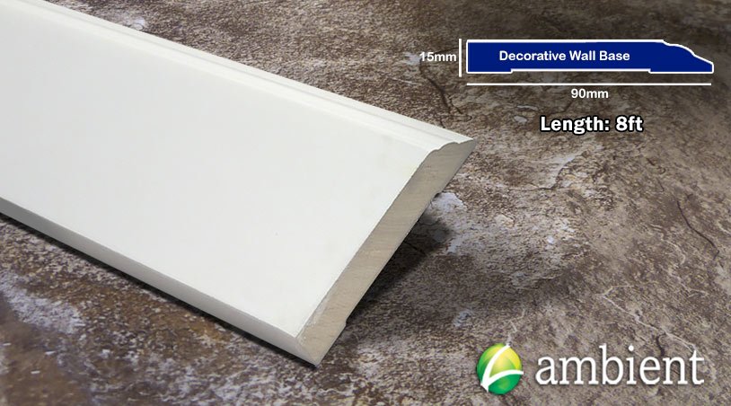 Primed White Poplar Decorative Baseboard 15mm