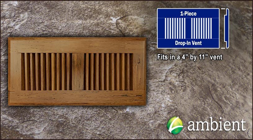 Carbonized Antiqued Drop In 4x11 Bamboo Vent Grill