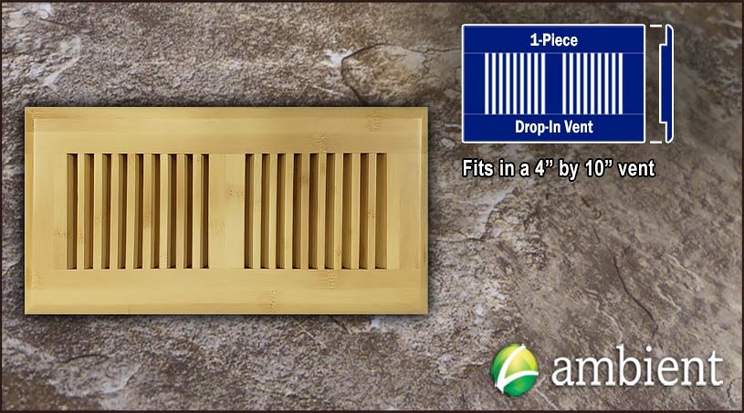 Natural Horizontal Drop In 4x10 Bamboo Vent Grill