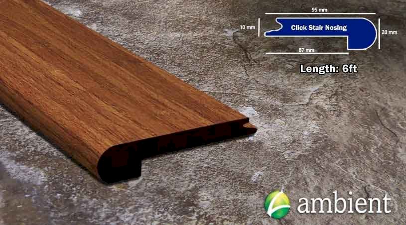 Carbonized Antiqued 3/8 Click Bamboo Stair Nose