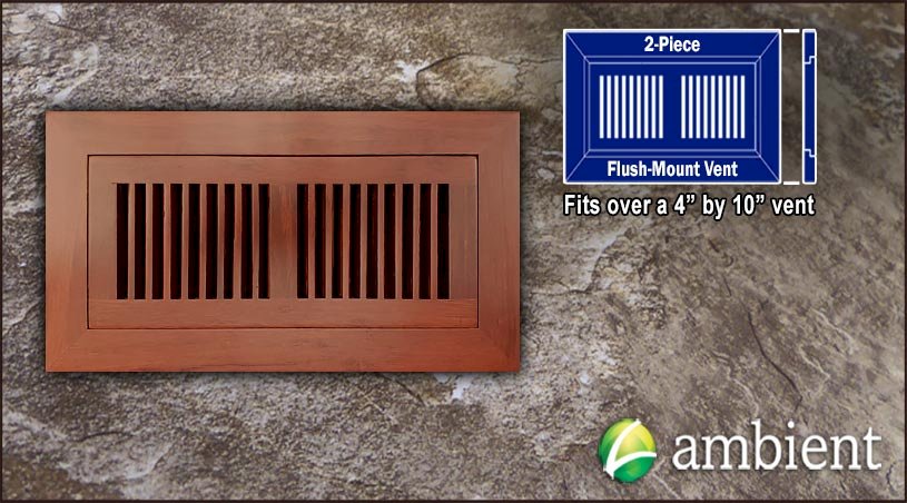 Cinnamon Flush Mount 4x10 Bamboo Vent Grills