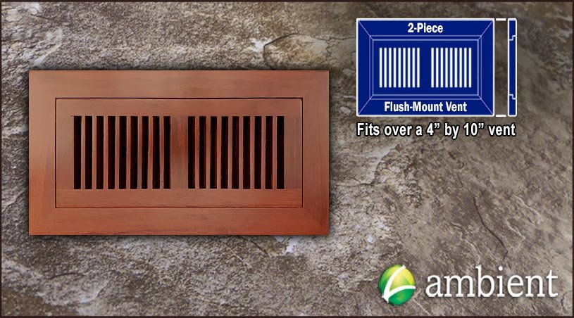 Cinnamon Flush Mount 4x10 Bamboo Vent Grills