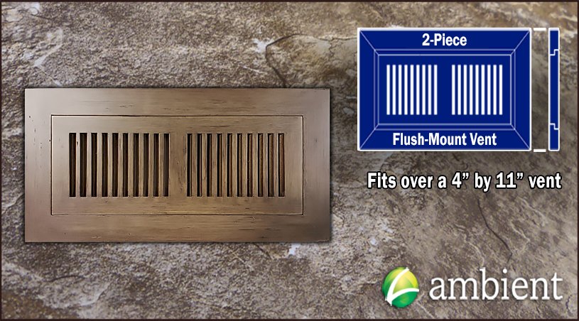 Mesa Antiqued Flush Mount 4x11 Bamboo Vent Grill