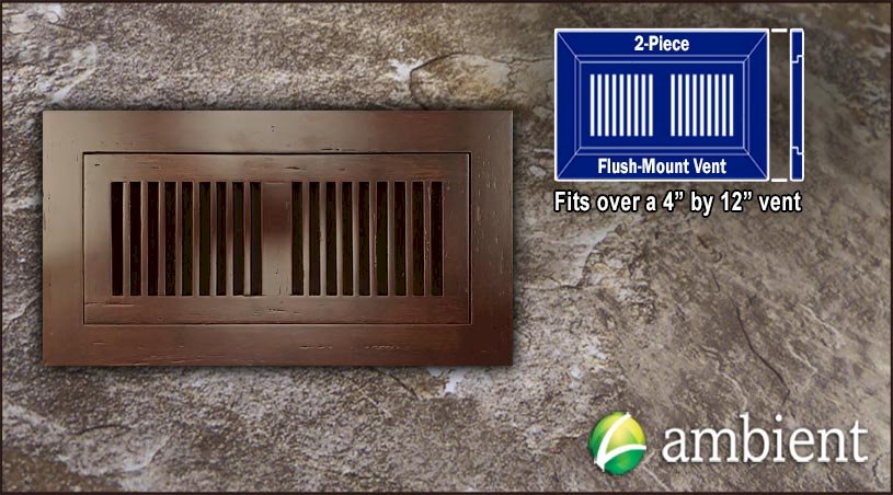 Espresso Brushed Flush Mount 4x12 Bamboo Vent Grill