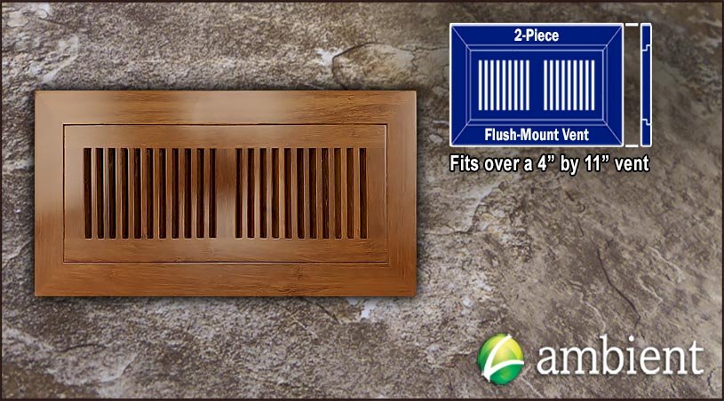 Carbonized Strand Flush Mount 4x11 Bamboo Vent Grill
