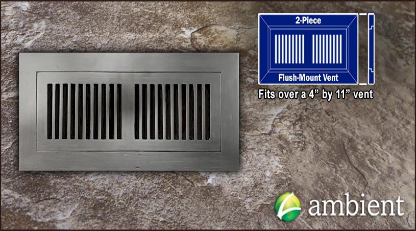 Chrome Dark Flush Mount 4x11 Bamboo Vent Grill