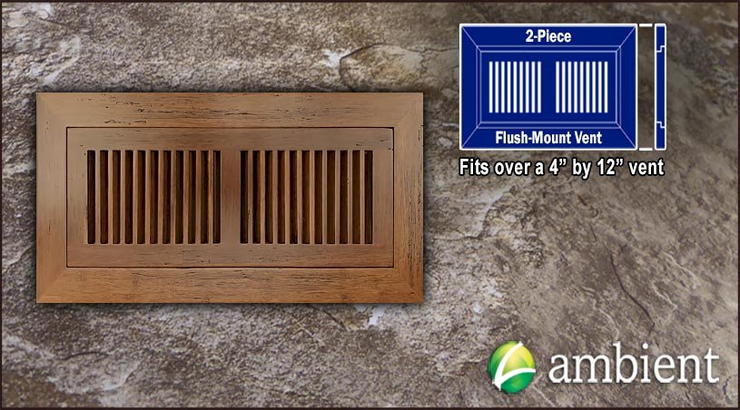 Carbonized Antiqued Flush Mount 4x12 Bamboo Vent Grill