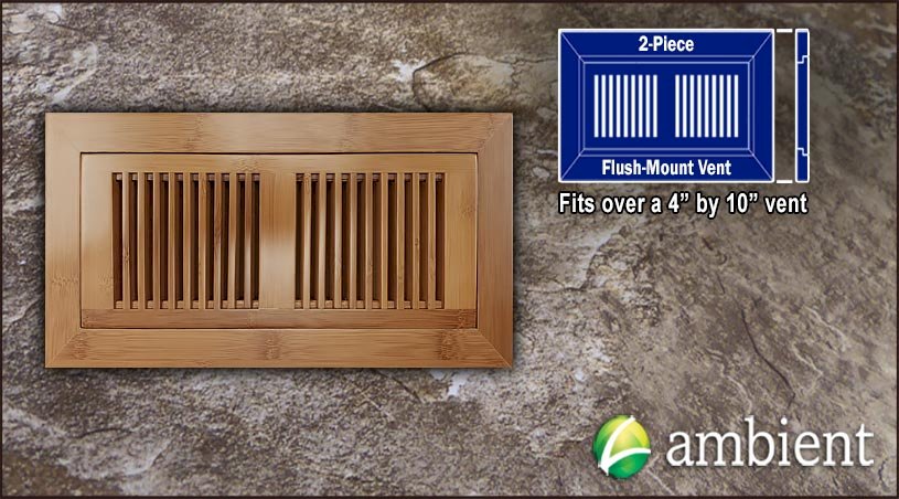 Carbonized Horizontal Flush Mount 4x10 Large Bamboo Vent Grill