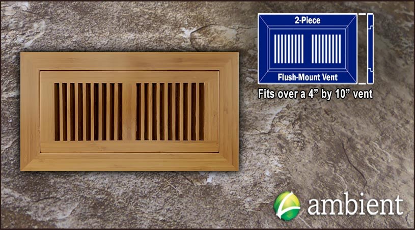 Carbonized Vertical Flush Mount 4x10 Large Bamboo Vent Grill