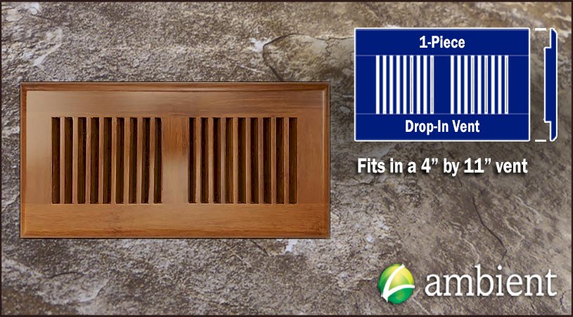 Carbonized Strand Drop In 4x11 Bamboo Vent Grill