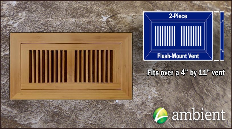 Carbonized Vertical Flush Mount 4x11 Bamboo Vent Grill