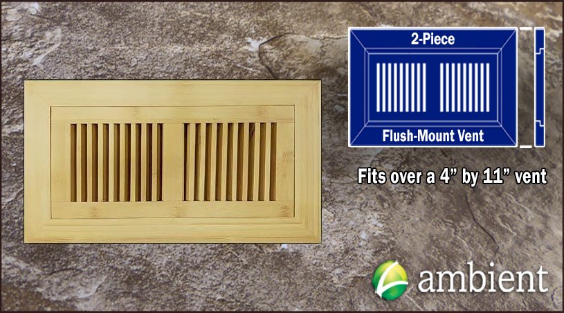 Natural Vertical Flush Mount 4x11 Bamboo Vent Grill