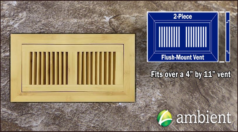 Natural Horizontal Flush Mount 4x11 Bamboo Vent Grill