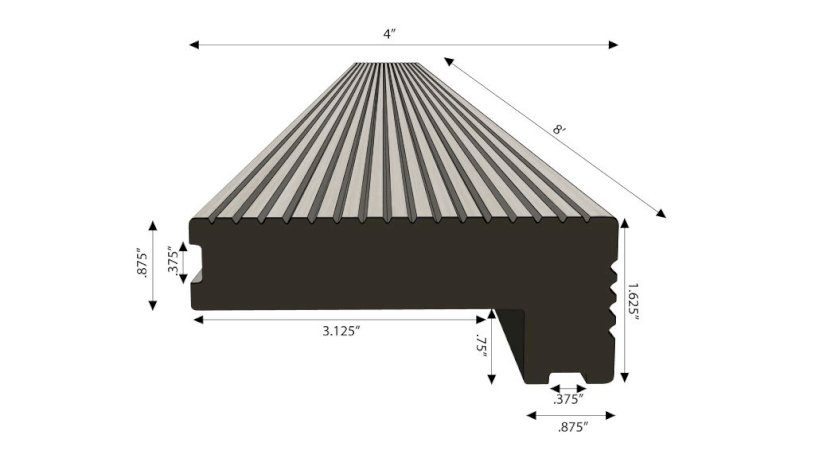 Tacoma Mist Decking Stair Nose 12 ft